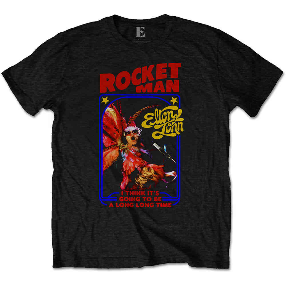 Elton John - Rocketman Feather Suit Heren Tshirt - Zwart